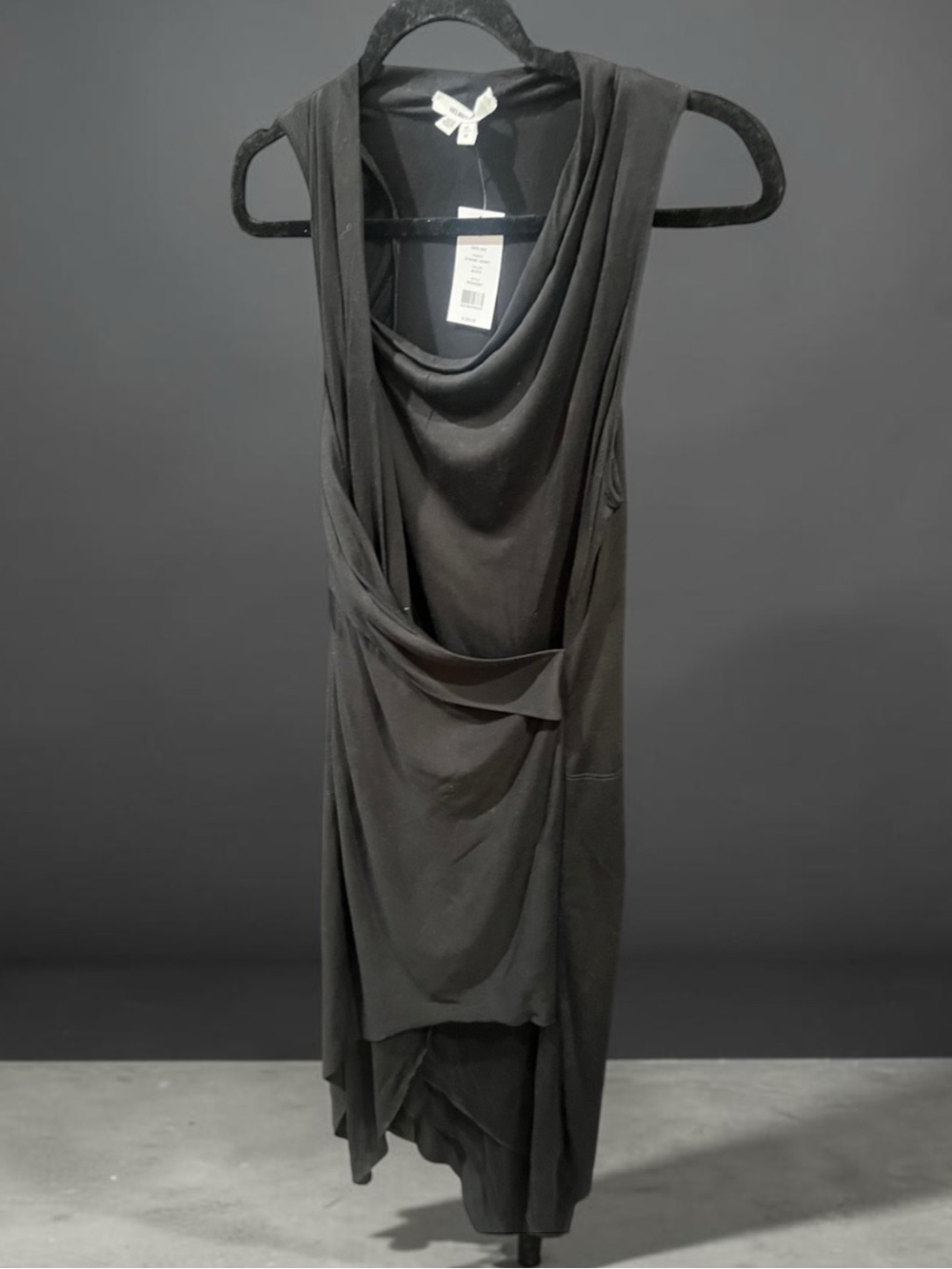 NWT | Helmut Lang Black Draped Asymmetrical Dress | Size Medium - Picture 2 of 8